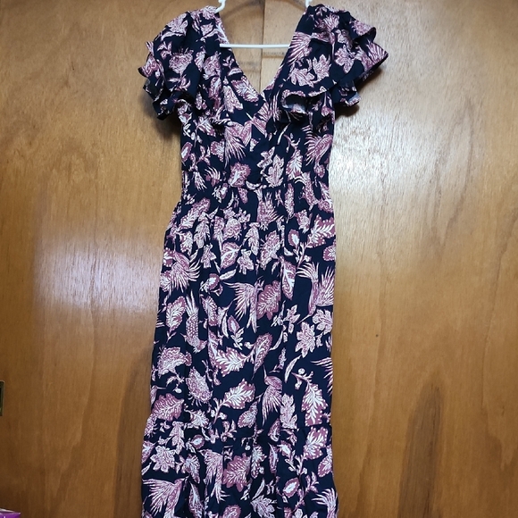 Maurices Navy and Pink Floral Midi Dress - Picture 4 of 6